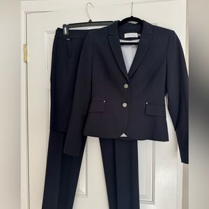 Calvin Klein Women’s 3-piece navy blue suit (2-button blazer, pants and skirt)